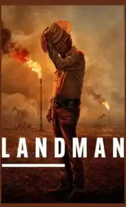 A lone man standing amid a fiery landscape, symbolizing resilience and survival.