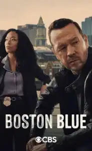 Dynamic duo from Boston Blue TV series in cityscape background.