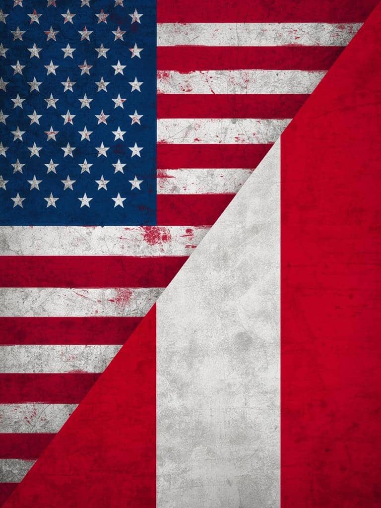 American and Peruvian flags, representing global travel, adventure, and cultural exchange.